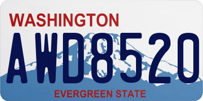 WA license plate AWD8520