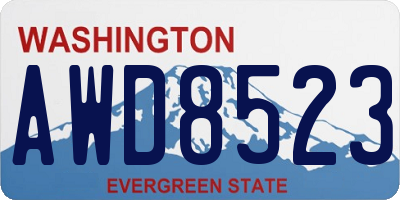 WA license plate AWD8523