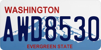 WA license plate AWD8530