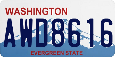 WA license plate AWD8616