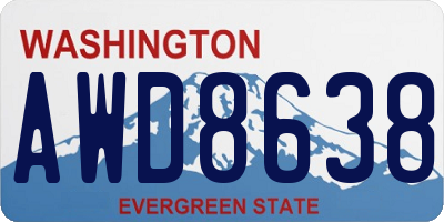 WA license plate AWD8638