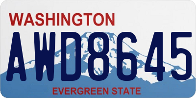 WA license plate AWD8645