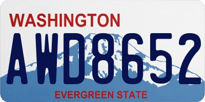 WA license plate AWD8652