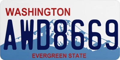 WA license plate AWD8669