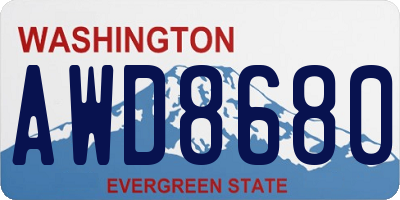 WA license plate AWD8680