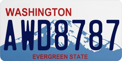 WA license plate AWD8787