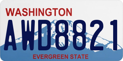 WA license plate AWD8821