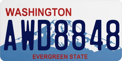 WA license plate AWD8848