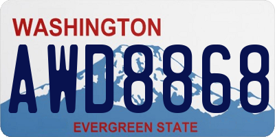 WA license plate AWD8868