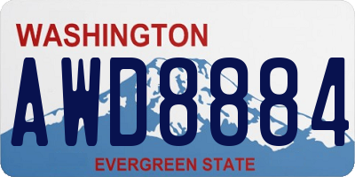 WA license plate AWD8884
