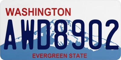 WA license plate AWD8902