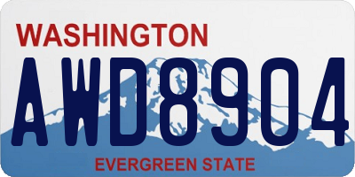 WA license plate AWD8904