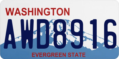 WA license plate AWD8916