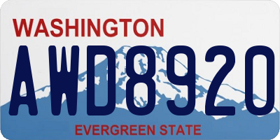 WA license plate AWD8920