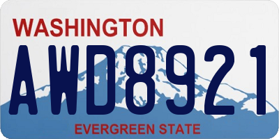 WA license plate AWD8921
