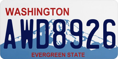 WA license plate AWD8926