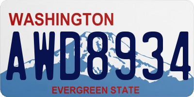WA license plate AWD8934
