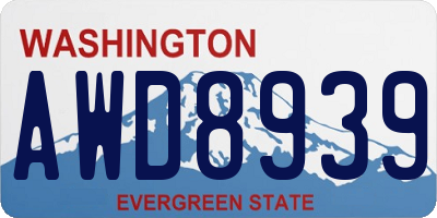 WA license plate AWD8939