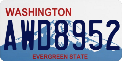 WA license plate AWD8952