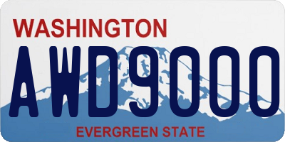 WA license plate AWD9000