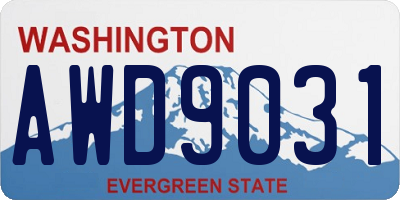 WA license plate AWD9031