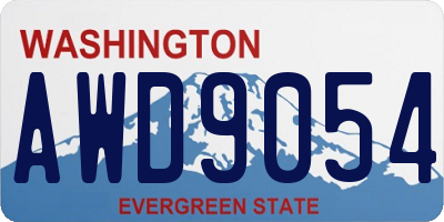 WA license plate AWD9054