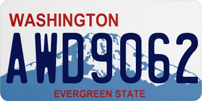 WA license plate AWD9062