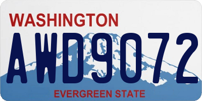 WA license plate AWD9072