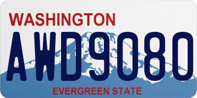 WA license plate AWD9080