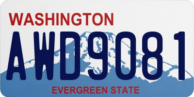 WA license plate AWD9081