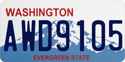 WA license plate AWD9105