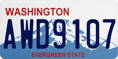 WA license plate AWD9107
