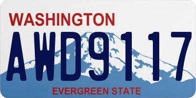WA license plate AWD9117