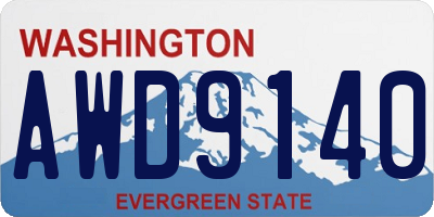 WA license plate AWD9140