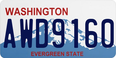 WA license plate AWD9160
