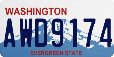 WA license plate AWD9174