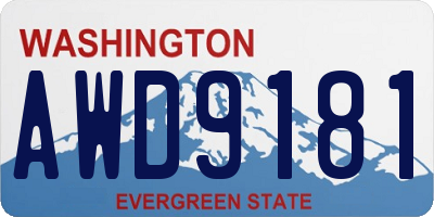 WA license plate AWD9181