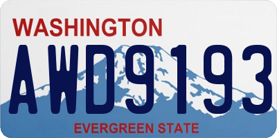WA license plate AWD9193