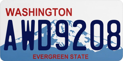 WA license plate AWD9208