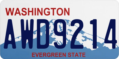 WA license plate AWD9214