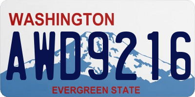 WA license plate AWD9216