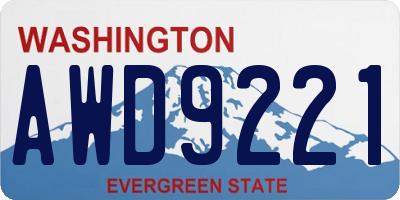 WA license plate AWD9221