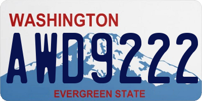 WA license plate AWD9222