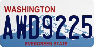 WA license plate AWD9225