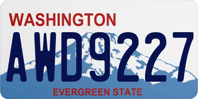 WA license plate AWD9227