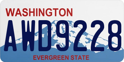 WA license plate AWD9228