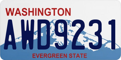 WA license plate AWD9231