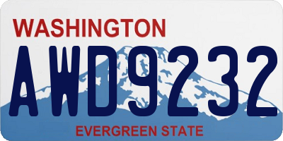 WA license plate AWD9232
