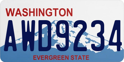 WA license plate AWD9234