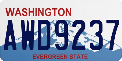 WA license plate AWD9237